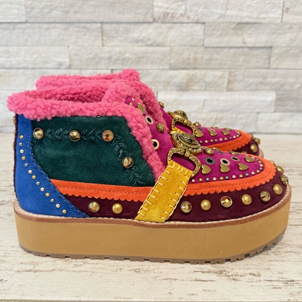 Kurt Geiger Mansion Cozy Studded Suede Bit Buckle Platform Boots EU 36.5-US 6.5 - Picture 3 of 15